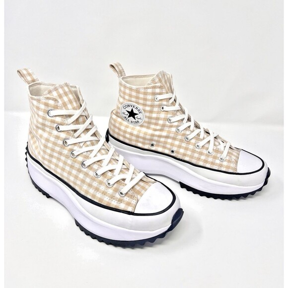 Converse Run Star Hike Shoes Sz 10.5 Gingham Chunky Platform High-Top Sneakers - Picture 2 of 13